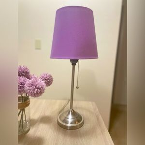 Night table sized lamp with removable purple shade
